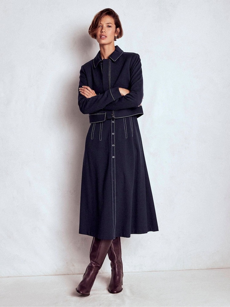 New Boden Blue Anita Long Sleeve Shirt Dress
